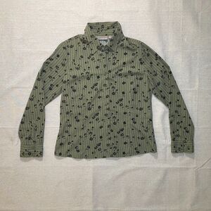 Croft & Barrow | Green Floral and Stripes Button Down Top | Medium